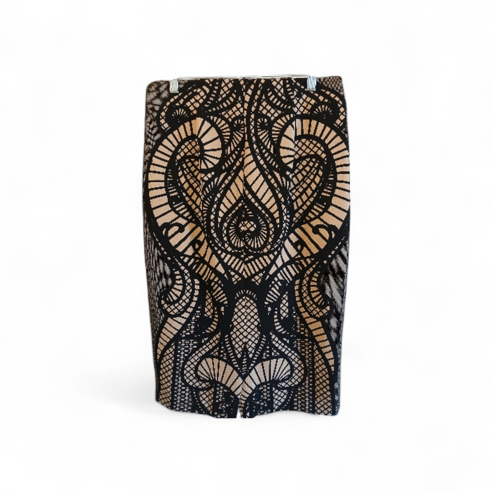 ECI Black and Tan Geometric Skirt